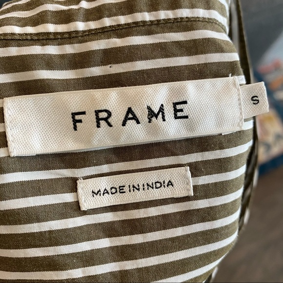 FRAME | Striped Fitted Bell Sleeve Blouse - Picture 3 of 11